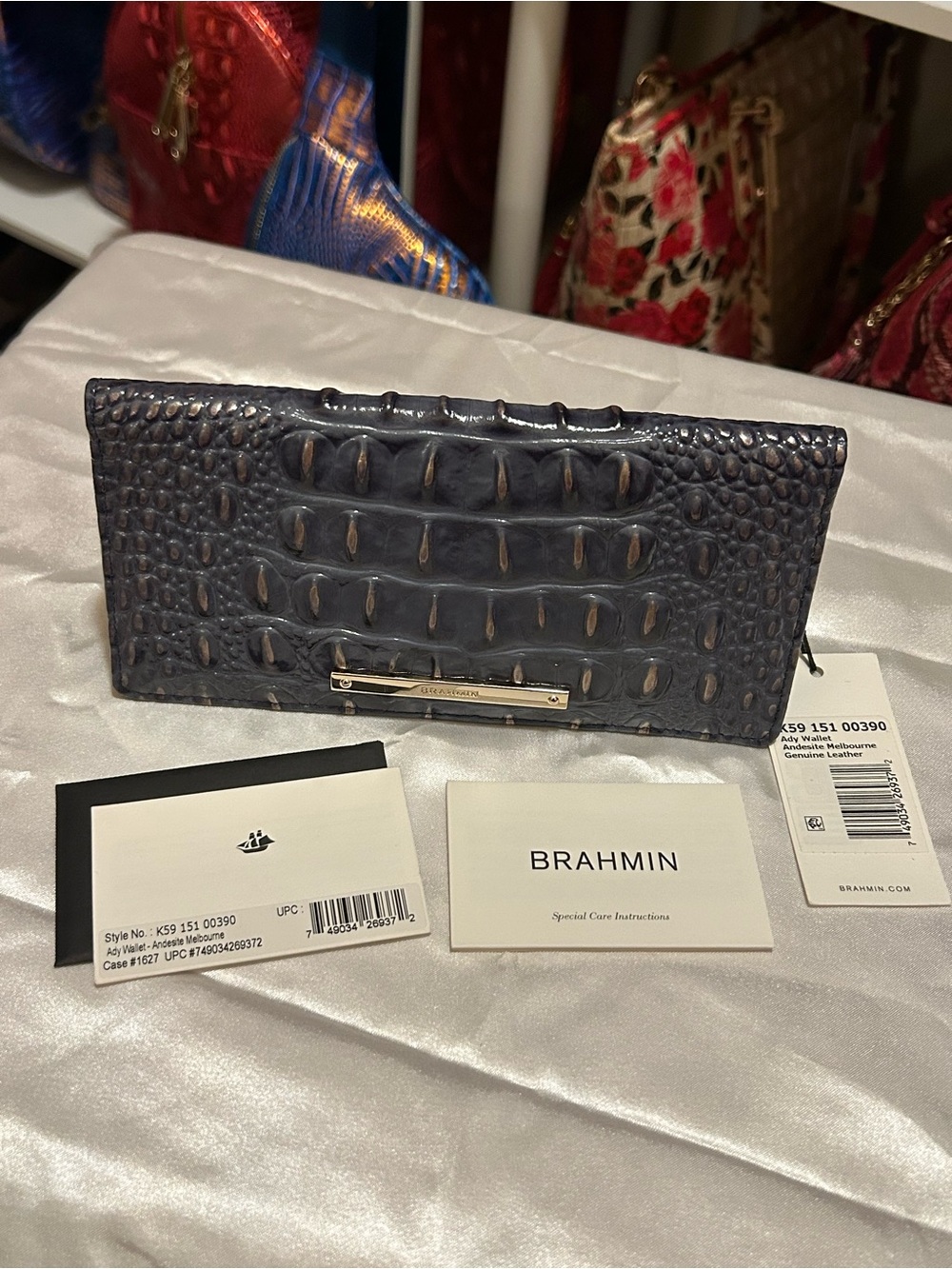 Brahmin “Andesite” Croc-Embossed Leather Ady Wallet RARE